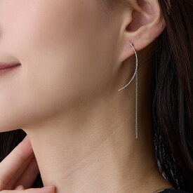 【スーパーセール】 ピアス 日本製 K18GP 金属アレルギー ニッケルフリー カーブライン ロング 長い バックチェーン 華奢 レディース オフィス シンプル ゴールド シルバー プレゼント