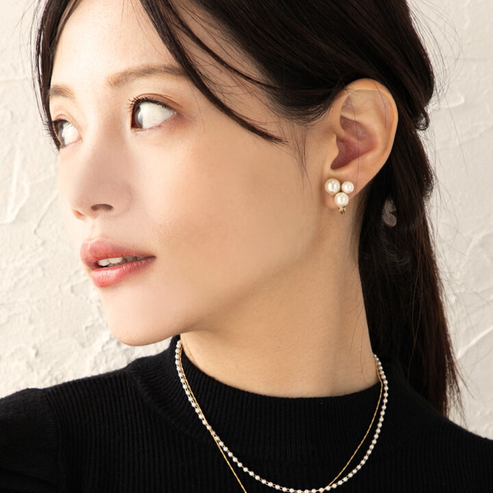楽天市場】【最大15％OFFクーポン！】イヤリング K18GP パール 3粒 