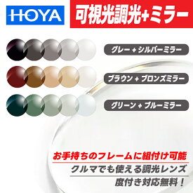 [ HOYA ] 可視光調光ミラーレンズ 1.60 度付き無料お手元のフレームにレンズのみ加工できます！グレー / ブラウン / グリーン + ミラー3色から選べる可視光調光サングラス光に反応するから車の中でもしっかり調光！SENSITY SHINE 度付き無料