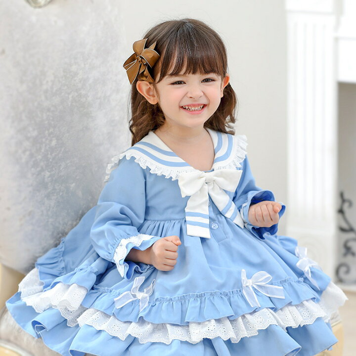 楽天市場 キッズロリータ服 子供服 ロリータ ワンピース 長袖ロリータ服 キッズ ロリータ 女の子 洋服 ブルー 80 130cm ジュニアロリータ服 お姫様 ワンピース スカートカチューシャ リボン付き 秋冬 女児 子供用 コスチューム衣装 新品 綿 クリスマス 七五三 発表会