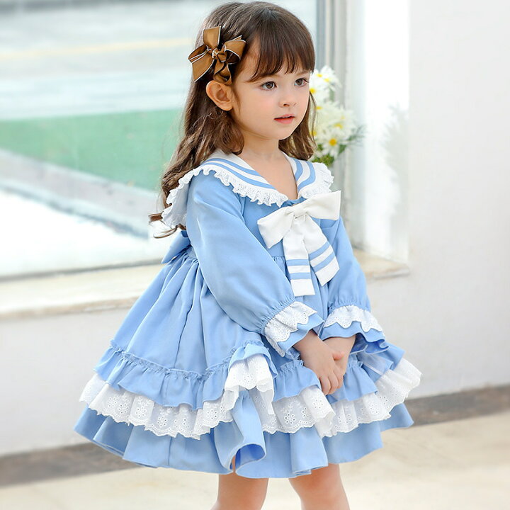 楽天市場 キッズロリータ服 子供服 ロリータ ワンピース 長袖ロリータ服 キッズ ロリータ 女の子 洋服 ブルー 80 130cm ジュニアロリータ服 お姫様 ワンピース スカートカチューシャ リボン付き 秋冬 女児 子供用 コスチューム衣装 新品 綿 クリスマス 七五三 発表会