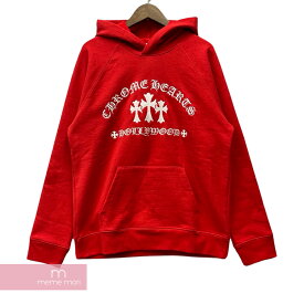 CHROME HEARTS Y NOT Cemetery Cross Pullover Hoodie クロムハーツ ワイノットセメタリークロスプルオーバーフーディ パーカー ロゴ刺繍 King Taco キングタコ シルバープレート レッド サイズXL【240325】【新古品】【me04】