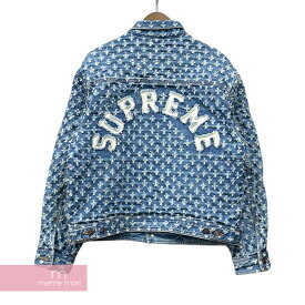 Supreme 2020SS Hole Punch Denim Trucker Jacket シュプリーム ホールパンチデニムトラッカージャケット デニムブルゾン デニムジャケット ダメージ加工 アーチロゴ インディゴ サイズM 【220507】【中古-B】【me04】