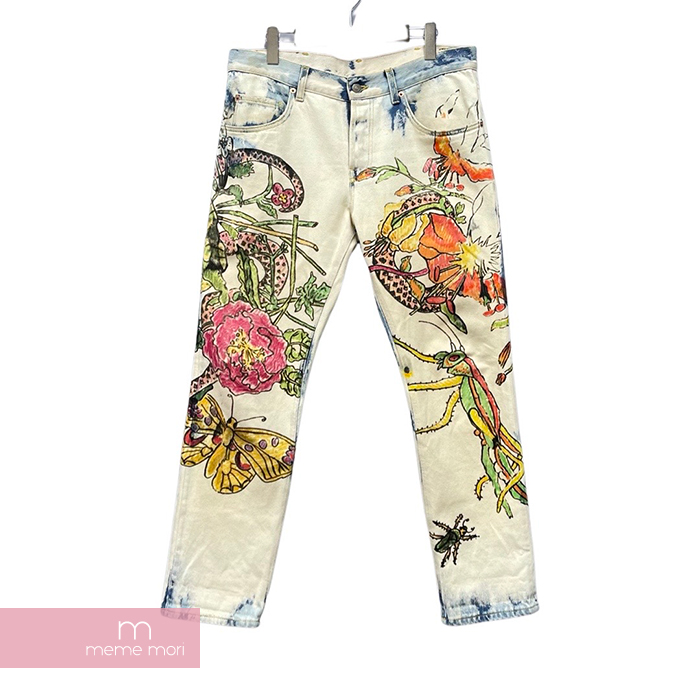 楽天市場】GUCCI Flora Snake Painted Tapered Jeans 408637 XD698 