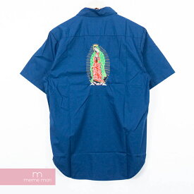 Supreme 2016SS Mary Work Shirt シュプリーム バックマリア刺繍半袖ワークシャツ 半袖シャツ ネイビー サイズM プレゼント ギフト【190619】【新古品】【me04】
