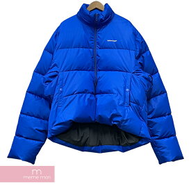 【BIG PRICE OFF】BALENCIAGA 2019SS C Shape Puffer Jacket 556240 TYD33 バレンシアガ Cシェイプパファージャケット 中綿ブルゾン ロゴプリント ブルー サイズ52【230509】【新古品】