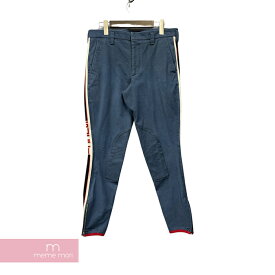 GUCCI 2018SS Sideline Gabardine Pants 495695 Z7576 グッチ サイドラインギャバジンパンツ テクニカルパンツ ストレッチ サイドライン 裾ジップ グレーネイビー サイズ50 【231116】【中古-C】【me04】