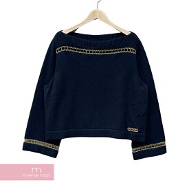 CHANEL 2020AW Cashmere Chain Boat Neck Sweater P62947K48455 シャネル カシミヤチェーンボートネックニット セーター チェーン装飾 メタルロゴ ネイビー サイズ48 【231116】【中古-A】【me04】