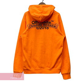 【BIG PRICE OFF】OFF-WHITE×CHROME HEARTS 2018SS HD PLVR V OFF WHITE オフホワイト×クロムハーツ プルオーバーフーディ パーカー ロゴプリント オレンジ サイズXL 【240416】【中古A】【me04】