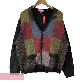 Supreme 2022SS Brushed Grid Cardigan シュプリーム ブラッシュドグリッドカーディガン ニット ロゴ刺繍 ブラック サイズL 【220912】【新古品】【me04】