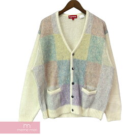 Supreme 2022SS Brushed Grid Cardigan シュプリーム ブラッシュドグリッドカーディガン ニット ロゴ刺繍 ホワイト サイズL 【220912】【新古品】【me04】
