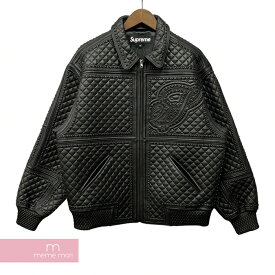 Supreme 2022AW Studded Quilted Leather Jacket シュプリーム スタッドキルテッドレザージャケット キルティングレザージャケット ブルゾン スタッズ ロゴ ブラック サイズM 【220925】【新古品】【me04】