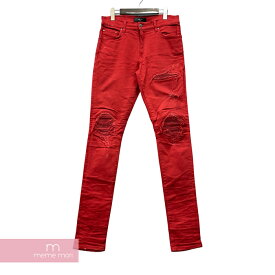 AMIRI MX1 Jeans アミリ MX1ジーンズ ストレッチスキニーデニムパンツ ダメージ加工 レッド サイズ30 【221219】【中古-B】【me04】