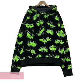 LOUIS VUITTON 2022AW Eyes Graphic Jacquard Hoodie 1AAGWJ ルイヴィトン アイズグラフィックジャカードフーディ プルオーバーパーカー 総柄 ベロア モノグラム ブラック×グリーン サイズXXL【230705】【中古-A】【me04】