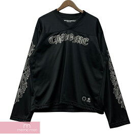 CHROME HEARTS Mesh Warm Up Jersey クロムハーツ メッシュウォームアップジャージー 長袖 ロンT ロゴプリント ブラック サイズM【240412】【新古品】【me04】