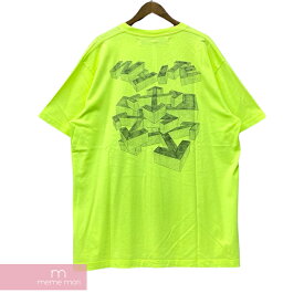 OFF-WHITE 2020SS 3D Pencil S/S Over Tee OMAA038R20185010 オフホワイト 3DペンシルショートスリーブオーバーTシャツ 半袖カットソー ロゴプリント ネオンイエロー サイズS【230906】【中古-B】【me04】