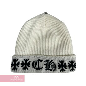 CHROME HEARTS Big Daddy Cashmere Cross Beanie クロムハーツ ビッグダディー カシミヤクロスビーニー ニットキャップ ニット帽 カシミヤ素材 スターボールボタン シルバー925 クリーム×ブラック サイズONE SIZE(53-60) 【241216】【新古品】