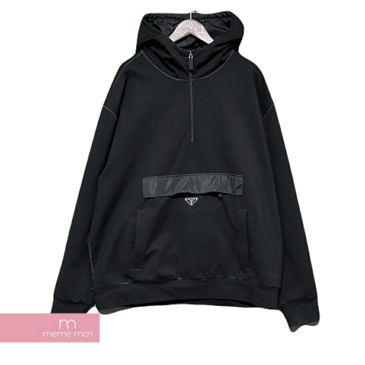 楽天市場】PRADA Logo Applique Half Zip Hoodie UJL62B S000 147C  