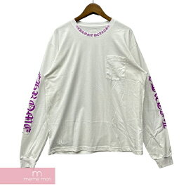 CHROME HEARTS Old English Neck Logo Pastel Purple L/S Tee クロムハーツ オールドイングリッシュネックロゴパステルパープルロングスリーブTシャツ 長袖カットソー ロンT ポケT 袖ロゴ ホワイト サイズXXL【250409】【新古品】