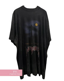BALENCIAGA Paris Moon Tee バレンシアガ Tシャツカットソー デストロイ加工 ロゴプリント ブラック サイズ4 【250615】【中古-B】