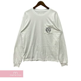 CHROME HEARTS HongKong Limited Horseshoe L/S Tee クロムハーツ ホースシュー ロングスリーブTシャツ 長袖カットソー 胸ポケット 袖フローラル ホワイト×ブラック サイズXXL 【250409】【新古品】