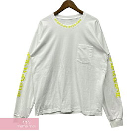 CHROME HEARTS Old English Neck Logo Pastel Purple L/S Tee クロムハーツ オールドイングリッシュネックロゴパステルイエローロングスリーブTシャツ 長袖カットソー ロンT ポケT 袖ロゴ ホワイト サイズM 【250409】【新古品】