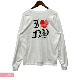 CHROME HEARTS I Love NY L/S Tee クロムハーツ アイラブニューヨークロングスリーブTシャツ 長袖カットソー ロンT ポケT ハート ニューヨーク限定 ホワイト サイズXL【250508】【新古品】