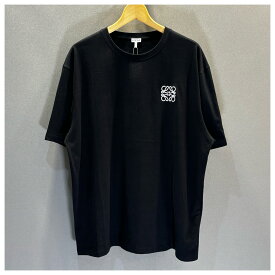 LOEWE ロエベ Tシャツ H526Y22X75 メンズ クルーネック カットソー アナグラム刺繍 コットン レギュラーフィット 半袖 ブラック