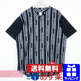 Supreme 2019SS Jacquard Logo Baseball Jersey シュプリーム ジャカードロゴベースボールジャージー 半袖シャツ ストライプ ブラック サイズM【190717】【新古品】【me04】