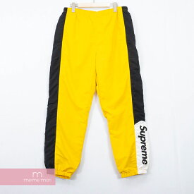 Supreme 2019AW Side Logo Track Pant シュプリーム サイドロゴトラックパンツ ナイロンパンツ 裾ロゴ イエロー×ブラック サイズL【191207】【新古品】