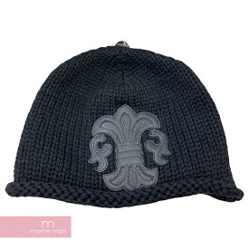 【BIG PRICE OFF】CHROME HEARTS Cashmere BS Flare Beanie クロムハーツ カシミヤBSフレアビーニー ニットキャップ ニット帽 レザークロスパッチ クロスボールボタン シルバー925 ブラック 【240417】【新古品】【me04】