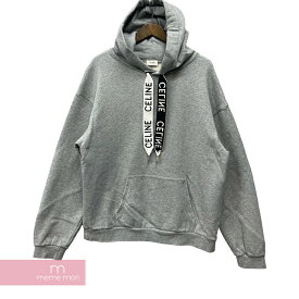 【BIG PRICE OFF】CELINE 2021AW Loose Sweatshirt In Cotton Fleece 2Y468052H セリーヌ コットンフリースルーズスウェットシャツ プルオーバーパーカー ドローコードロゴ グレー サイズXL【240510】【中古-A】【me04】