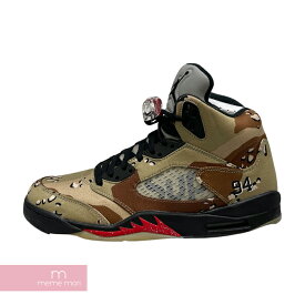 【BIG PRICE OFF】Supreme×NIKE 2015AW AIR JORDAN 5 RETRO Desert Camo 824371-201 シュプリーム×ナイキ エアジョーダン5 デザートカモ ハイカット スニーカー ベージュ サイズUS10.5(28.5cm) 【240224】【新古品】【me04】