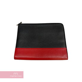 【BIG PRICE OFF】Dior Two Tone Clutch Bag ディオール 2トーンクラッチバッグ 鞄 ロゴ刻印 DIORHOMME レザー ブラック×レッド【240328】【中古-B】【me04】