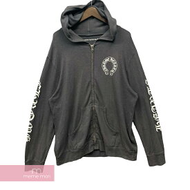 【BIG PRICE OFF】CHROME HEARTS Old Scroll Label Zip Up Hoodie クロムハーツ オールドスクロールラベルジップアップフーディ ジップパーカー ダガージップ ホースシュー バックプリント 袖ロゴ ダガー グレー サイズL 【240421】【中古-D】【me04】