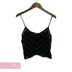 CHROME HEARTS CH Plus Cross Monogram Camisole Top クロムハーツ CHプラスクロスモノグラムキャミソールトップ タンクトップ シルク混 Ynot クロス レディースクロム ブラック サイズXS【240426】【新古品】【me04】