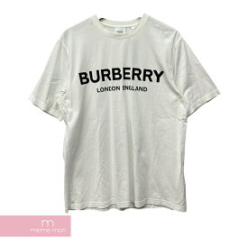 BURBERRY Logo Print Cotton Tee 8026016 バーバリー ロゴプリントコットンTシャツ 半袖カットソー ホワイト×ブラック サイズS 【240516】【中古-C】【me04】
