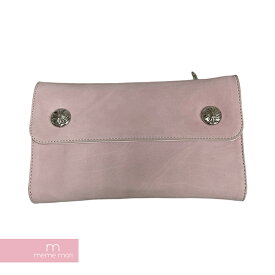 【BIG PRICE OFF】CHROME HEARTS Wave Cross Ball Pink Wallet クロムハーツ ウェーブクロスボールピンクウォレット 三つ折り長財布 スウェード生地 レザー ダガージップ ピンク【240528】【新古品】【me04】