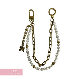 【BIG PRICE OFF】LOUIS VUITTON Back Charm Chain Belt Pearl M01689 ルイヴィトン バックチャーム・チェーンベルトパール ホワイトガラスパール LV ラバーズ アクセサリー ゴールド×ホワイト【240531】【中古-A】【me04】