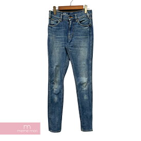 CELINE Washed Skinny Denim N112 640E 07WS セリーヌ ウォッシュドスキニームデニムパンツ ジーンズ ダメージ加工 インディゴ サイズ25 【240118】【中古-B】【me04】