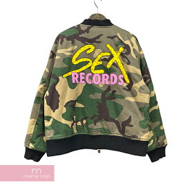 【BIG PRICE OFF】CHROME HEARTS×MATTY BOY Sex Records Bomber Jacket Green Camo クロムハーツ×マッティボーイ セックスレコードボンバージャケット グリーンカモ 中綿ブルゾン フライトジャケット 迷彩 ブラウン×ベージュー サイズM 【240128】【中古-B】【me04】