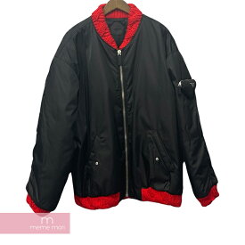 【BIG PRICE OFF】PRADA 2021AW Triangular Plate Nylon Bomb Blouson プラダ 三角プレート ナイロンボンバーブルゾン 中綿ブルゾン ブラック×レッド サイズS 【240206】【中古-A】【me04】