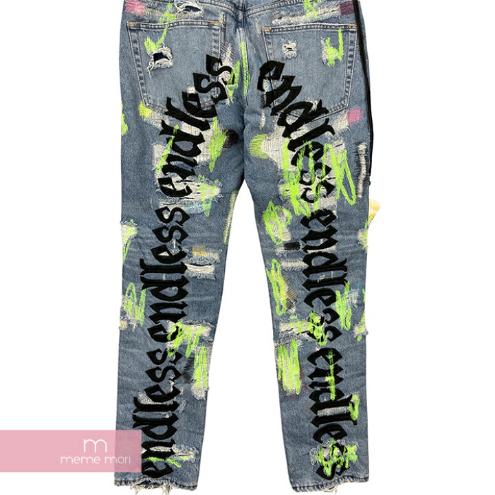 楽天市場】Endless Denim Embroidered and Distressed Denim Jeans 