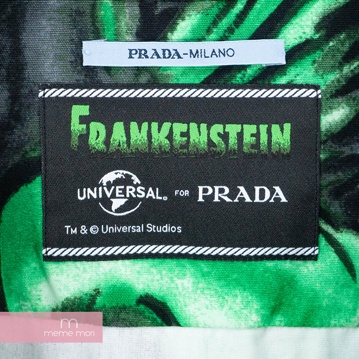 PRADA 2019AW Universal Studio Frankenstein Shirt UCS339 プラダ  ユニバーサルスタジオフランケンシュタインシャツ オープンカラー 半袖シャツ 総柄プリント ブラック×グリーン サイズS  【200224】【中古-B】【spi】 | meme 
