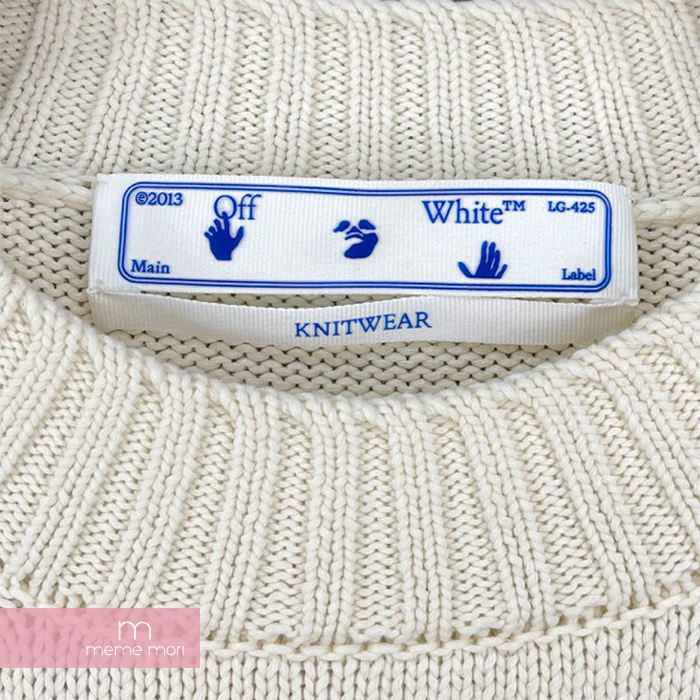 OFF-WHITE 2021AW Arrow Diag Outline Knit OMHE087F21KNI001 オフホワイト  アローダイアグアウトラインニット セーター 刺繍 ホワイト サイズM【211114】【新古品】【me04】 | meme mori