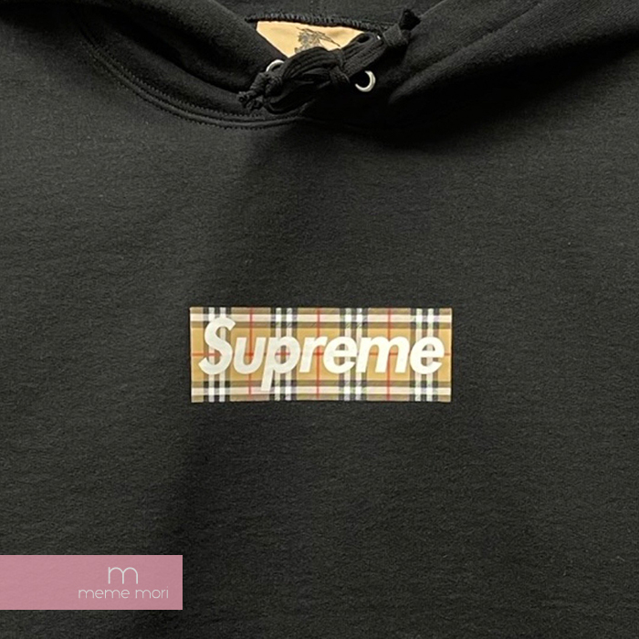 Supreme×Burberry 2022SS Box Logo Hooded Sweatshirts シュプリーム×バーバリー  ボックスロゴフーデッドスウェットシャツ パーカー プリント ブラック サイズS〜XL 【220316】【新古品】【me04】 | meme mori