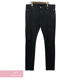 BALMAIN Slim Fit Jean RH15230D006 バルマン スリムフィットジーンズ デニムパンツ ダメージ加工 コーティング加工 ロゴ刻印ボタン ボタンフライ 5ポケット ブラック サイズ33【231126】【中古-A】【me04】