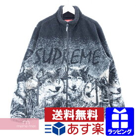 Supreme 2019SS Wolf Fleece Jacket シュプリーム ウルフフリースジャケット 総柄 ボアブルゾン ブラック サイズL【190326】【新古品】