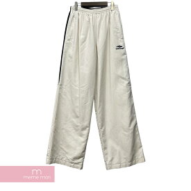 BALENCIAGA 2023AW 3D Sports Icon Medium Fit Tracksuit Pants 746510 TOO48 9000 バレンシアガ 3Dスポーツアイコンミディアムフィットトラックスーツパンツ ナイロンパンツ ロゴ刺繍 ホワイト アイボリー サイズS 【231207】【新古品】【me04】