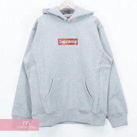 Supreme×Swarovski 2019SS Box Logo Hooded Sweatshirt シュプリーム×スワロフスキー ボックスロゴフーデッドスウェットシャツ プルオーバーパーカー 25周年記念 グレー サイズM【220608】【新古品】【me04】